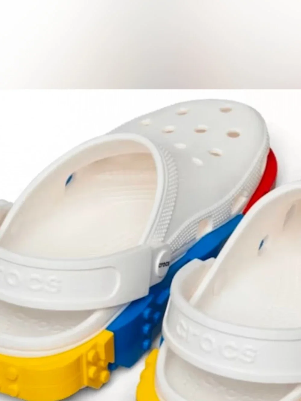 Lego White Kids Clogs with Red, Blue & Yellow Block Sole